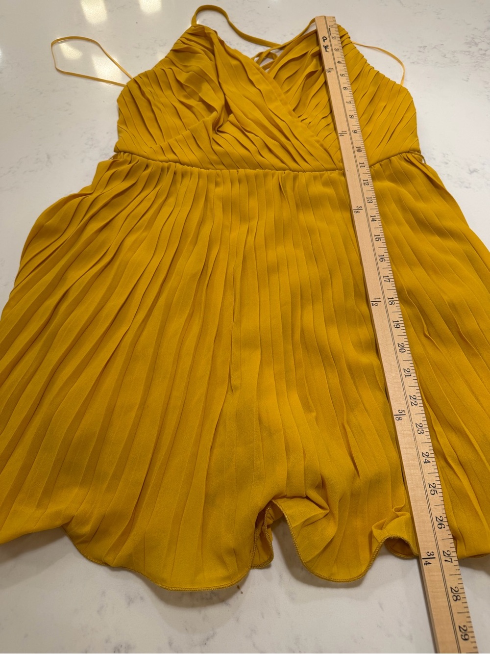 Miss Avenue Mustard Yellow Spaghetti-Strap Wrap Mini Dress - Picture 10 of 10